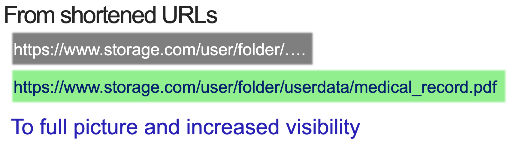 Two different URLs one being highlighted in gray and the other in green