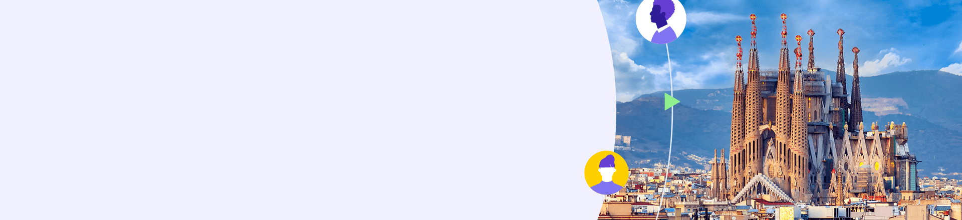 Landing page banner with barcelona cathedral pictured