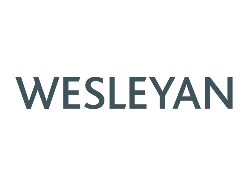 Wesleyan logo in stylized grey font