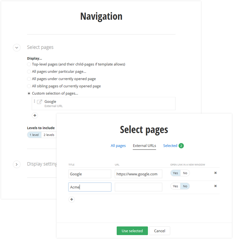 Navigation links