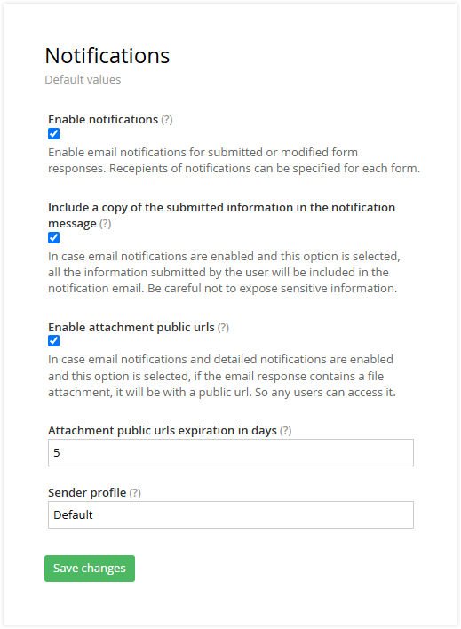 Forms responses email