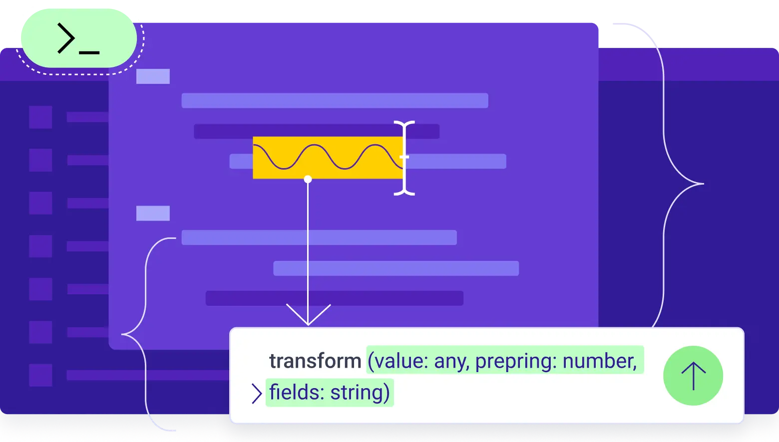 Code editor interface highlighting data transformation functions and programming syntax for software automation.