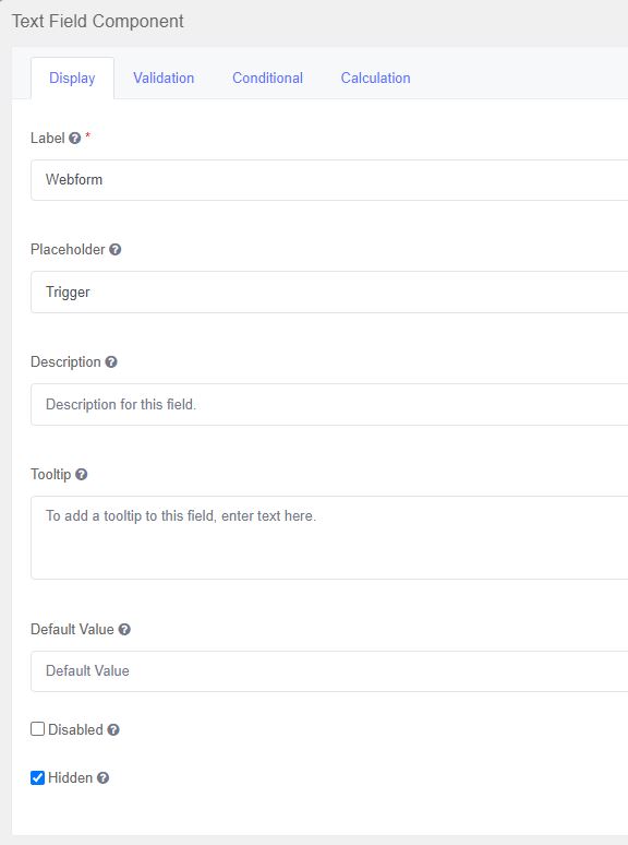 Webform field configuration