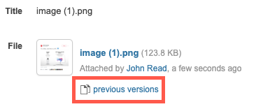 Previous file versions link