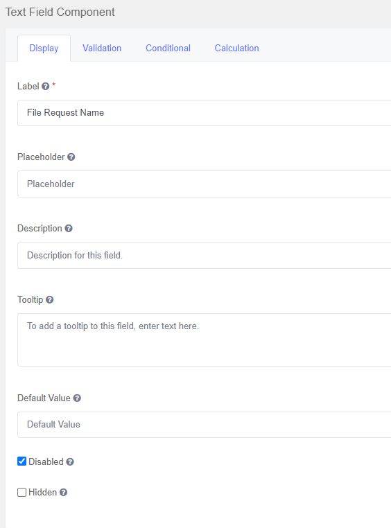 MomentumTools File Request Name field
