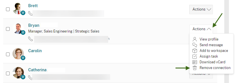 Actions Dropdown
