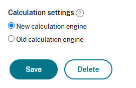 Workspace calculation settings with the new engine selected