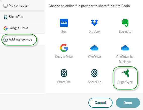 Sugarsync Podio