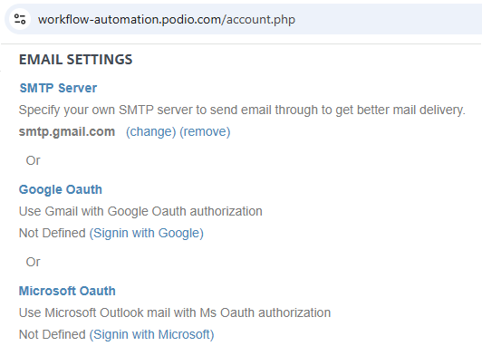Email Settings