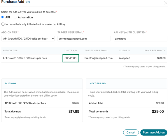 Purchase add on