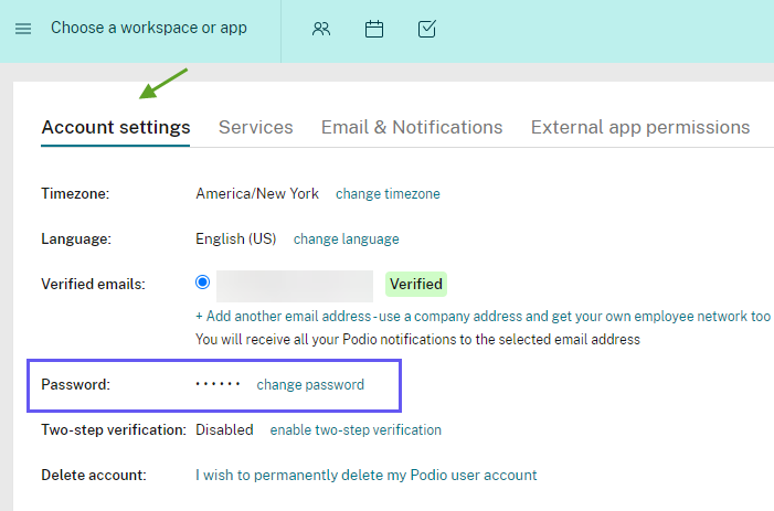 Change password