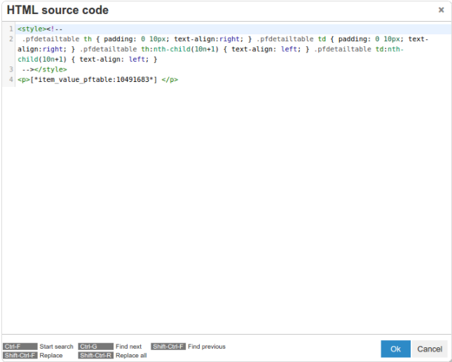 HTML Detail Table