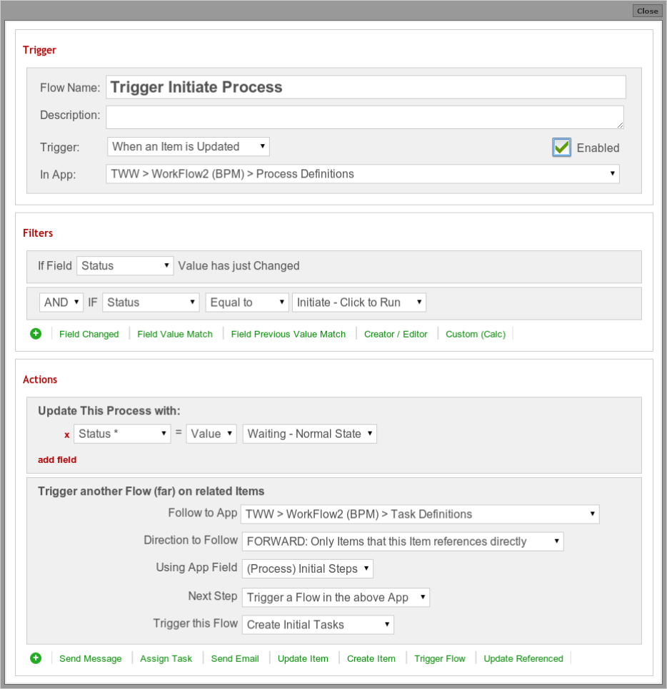 Trigger Initiate Process